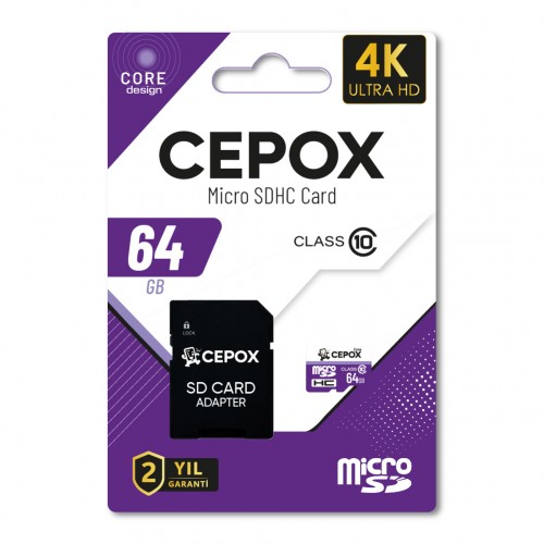 Cepox Core 64GB Hafıza Kartı | 2.0 | Class 10