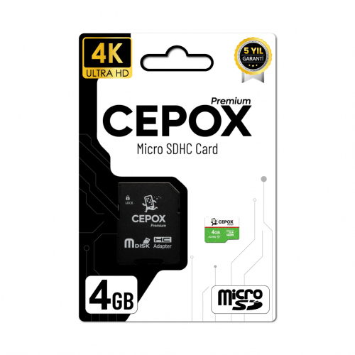 Cepox 4GB Hafıza Kartı | Class 10 |4K Ultra HD
