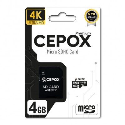 Cepox 4GB Hafıza Kartı | Class 10 |4K Ultra HD