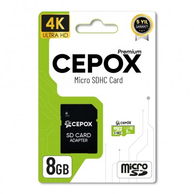 Cepox 8GB Hafıza Kartı | Class 10  | 4K Ultra HD